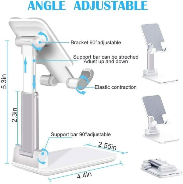 Cell Phone Stand Desktop Holder Tablet Stand Mount Mobile Phone Desktop Tablet Holder Table Cell Foldable Extend Support Desk Mobile Phone Holder Stand - Image 8