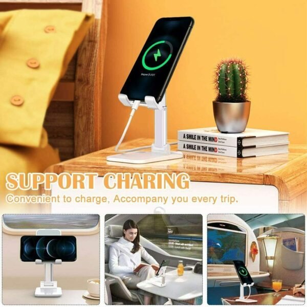 Cell Phone Stand Desktop Holder Tablet Stand Mount Mobile Phone Desktop Tablet Holder Table Cell Foldable Extend Support Desk Mobile Phone Holder Stand - Image 3