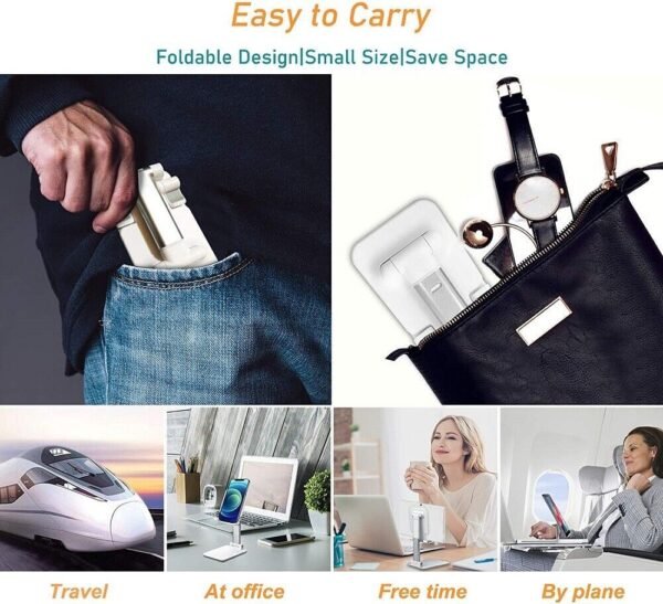 Cell Phone Stand Desktop Holder Tablet Stand Mount Mobile Phone Desktop Tablet Holder Table Cell Foldable Extend Support Desk Mobile Phone Holder Stand - Image 6