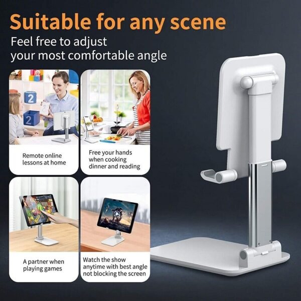 Cell Phone Stand Desktop Holder Tablet Stand Mount Mobile Phone Desktop Tablet Holder Table Cell Foldable Extend Support Desk Mobile Phone Holder Stand - Image 2