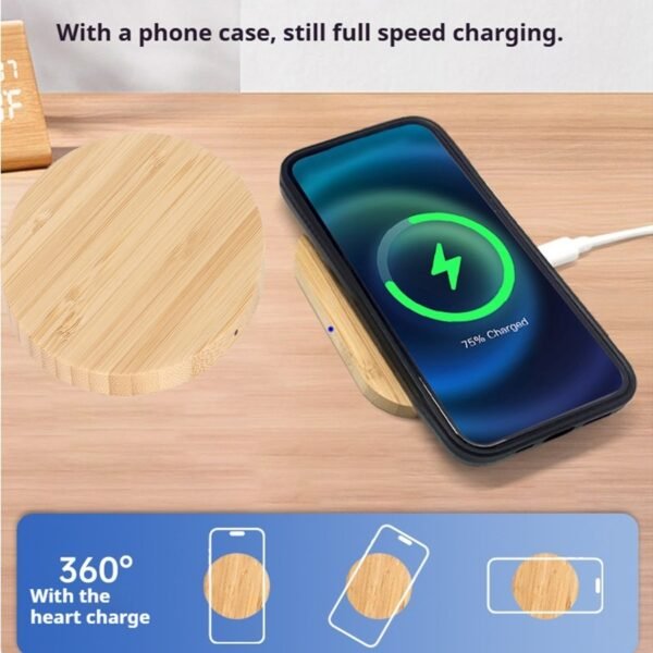 Bamboo Vertical Wireless Charging, Home, Office, Travel Universal, Dual-coil Design, Horizontal And Vertical Screen Can Be Charged, Compatible With All Kinds Of Wireless Charging Equipment - Image 5